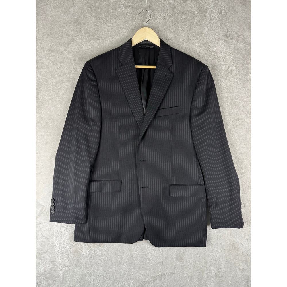 Lauren Ralph Lauren CANADA 42R Black Pinstripe Wool Lined Suit Jacket Sport Coat